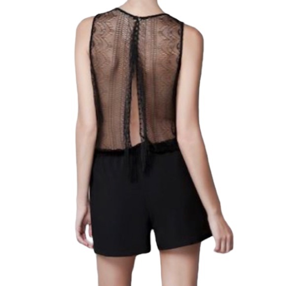 Zara Black Fringed Lace Back Romper - Picture 8 of 15